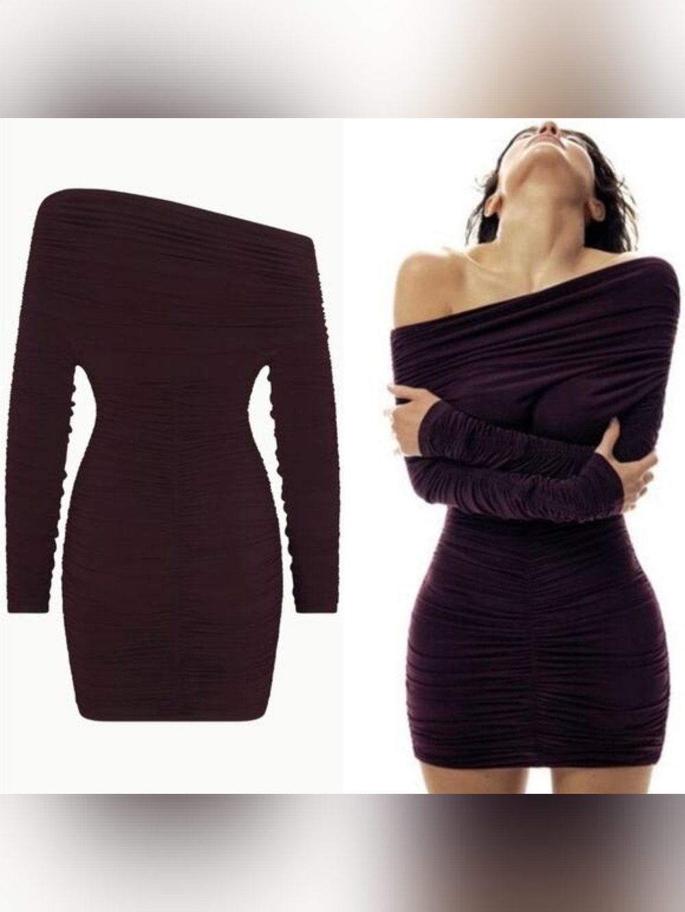 NWT Khy x Atlein Long Sleeve Ruched Mini Dress Black Size L - Picture 2 of 7